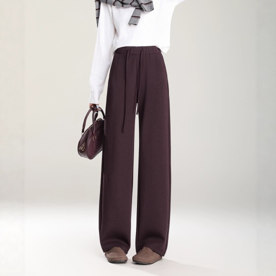 New style sun-protective stretch wide-leg pants - versatile, high-waisted, floor-length, laid-back style, sporty casual straight-leg pants for winter, women's style