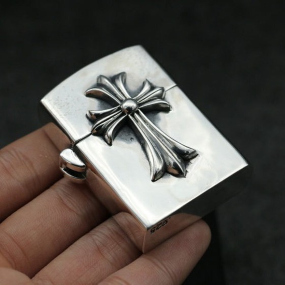 925 pure silver cross kerosene lighter. European and American business high-end luxury gift - all-silver decorative piece