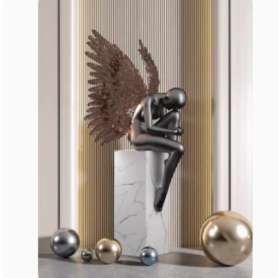 Creative sculpture figurines - angel figure for hotel lobby art piece - model room living room decoration item
